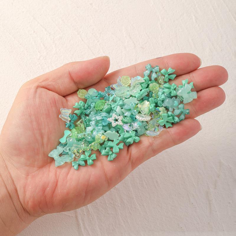 50 шт. смешанные аксессуары для ногтей с бриллиантами, белый, черный, бант Авроры, камелия, 3D украшения для дизайна ногтей