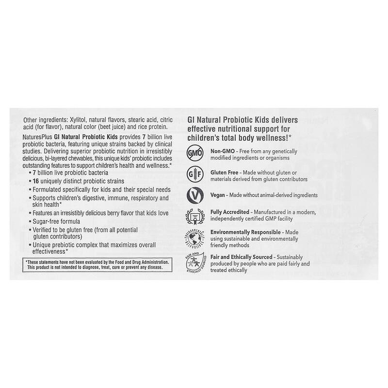 GI Natural®, Probiotic Kids, Mixed Berry, 30 Chewables