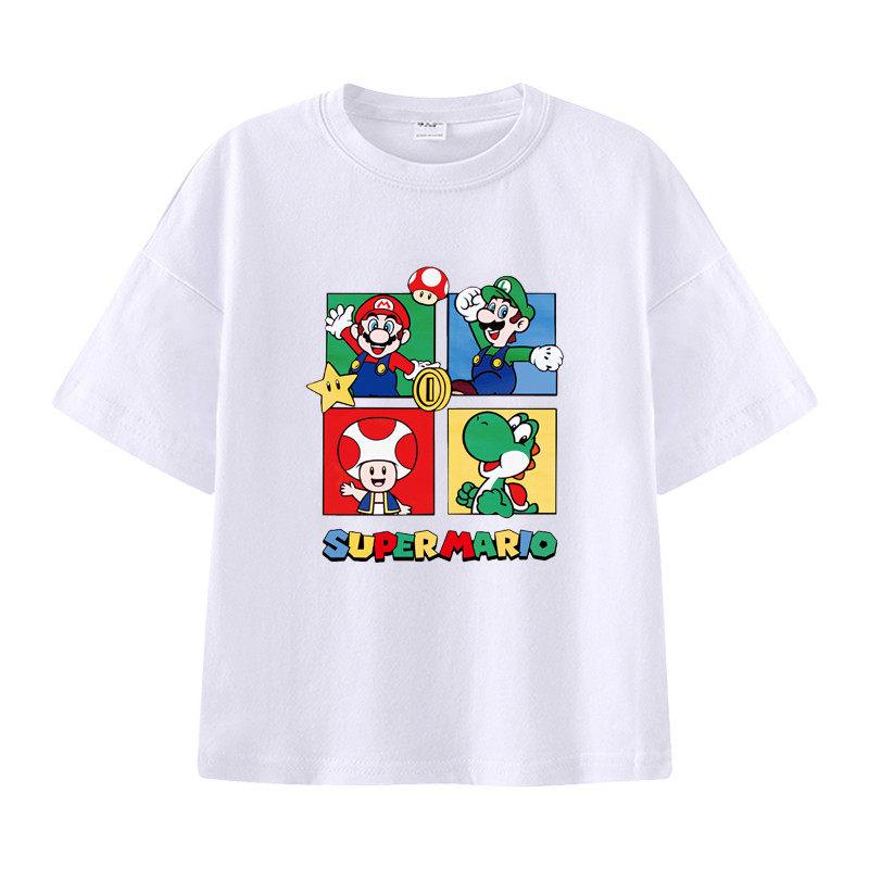 226 Super Mario Bros ShortSleeved Kids TShirt 100 Cotton Game Accessories for Girls Suitable for Students Boys Clothes