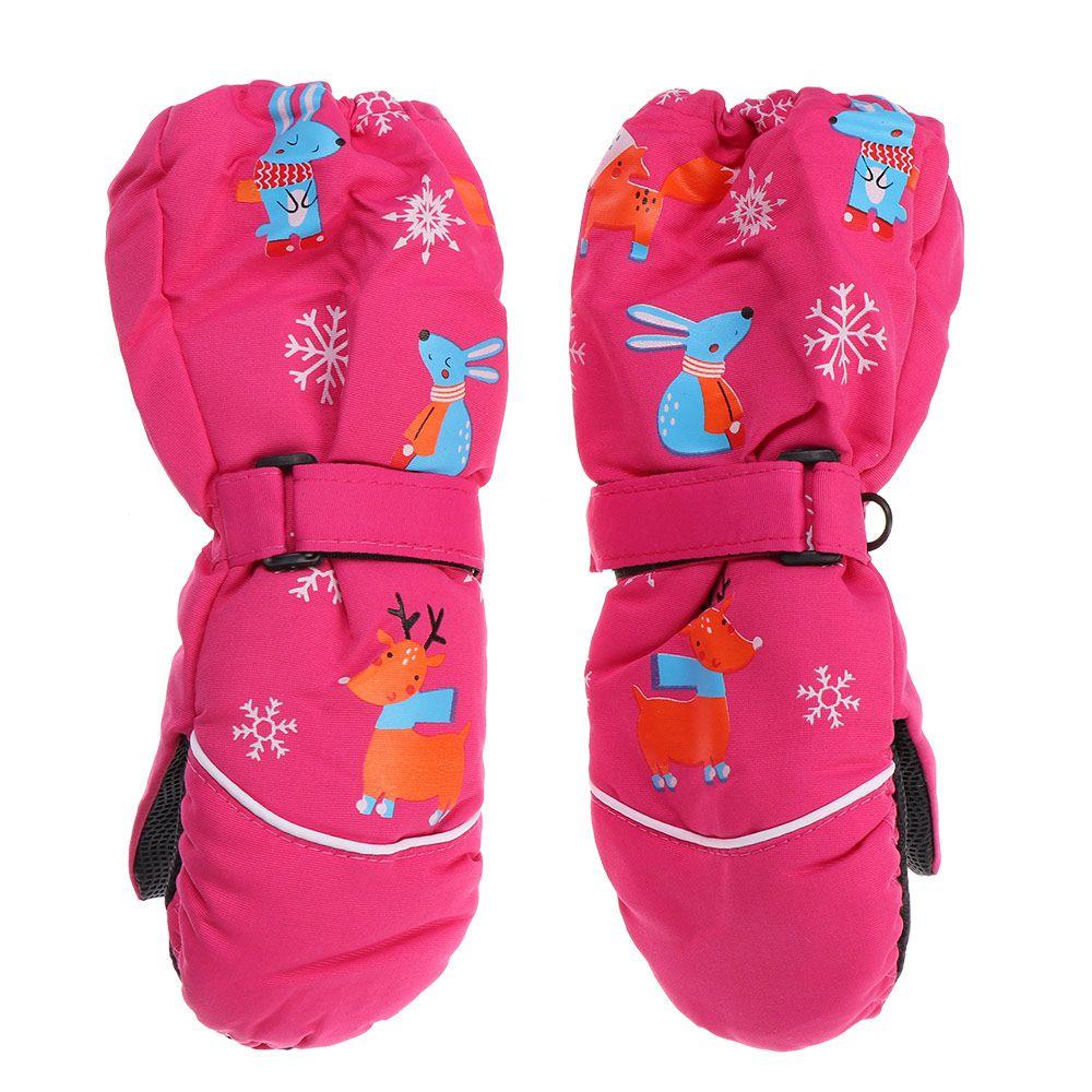 Old Waterproof Print Cartoon Non-slip Long-sleeved Mittens Thick Warm Children Ski Gloves Windproof