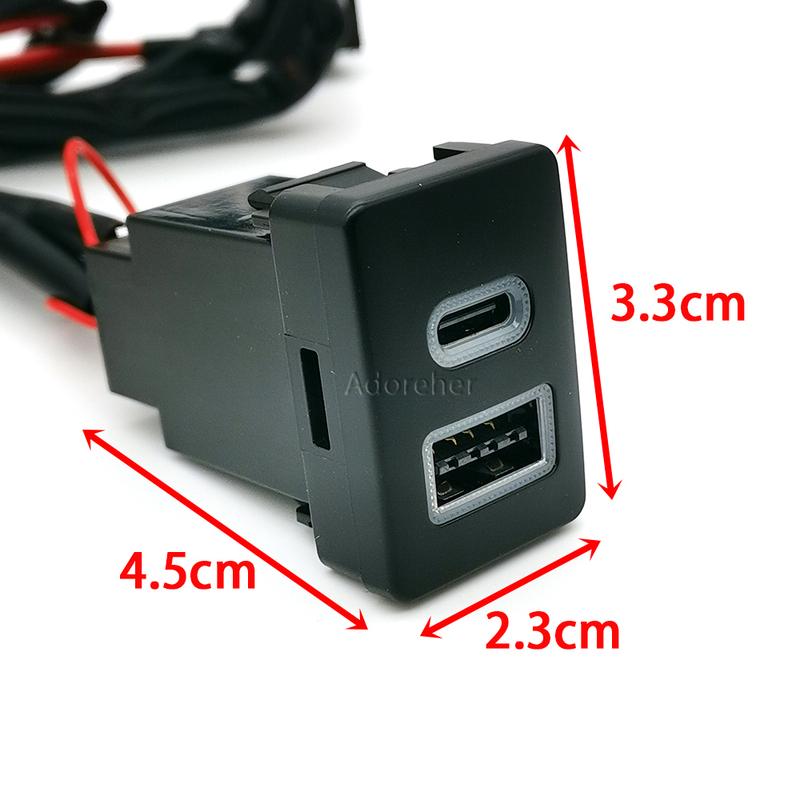 Car Fast Phone Charger QC3.0 USB Type-c Charging Adapter For Mitsubishi Outlander 13-20 Eclipse Cross Pajero Sport triton