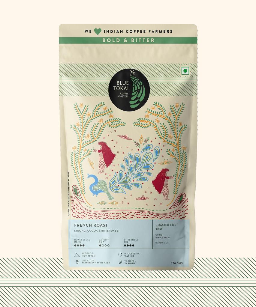 Blue Tokai Coffee Roasters French Roast - Dark Roast | Whole Bean 250g | 100% Arabica Beans | Specialty Coffee | Freshly Roasted Coffee Beans