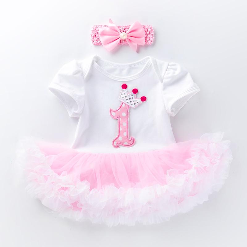 Комбинезон на день рождения для новорожденной девочки - комплект из двух частей с короткими рукавами