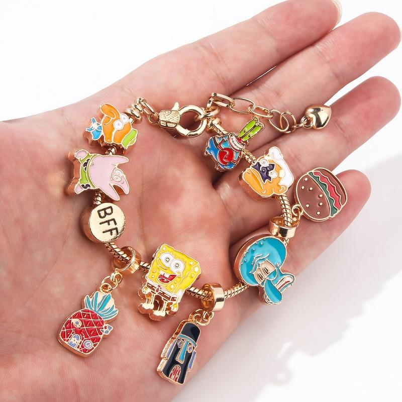 Cartoon Character Alloy Bracelet Kids Adults SpongeBob Patrick DIY Friendship BFF Charm Jewelry