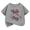 Pink Bow Design Funny T Shirts 90s Kids Childrens Tshirt Short Sleeve Girls Summer Spring Casual Top Tee Shirt