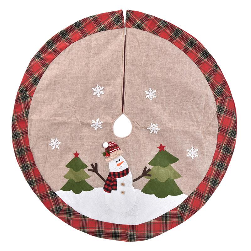 1PC With Snowman and Santa Claus Print Home Linen Cloth New Year Tree Skirt Office Christmas Skirt Party Decorations 108cm