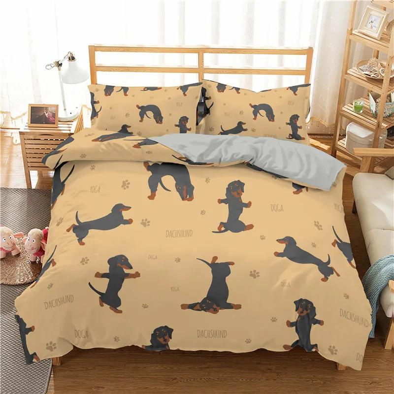 Cuete House Bedding 3D Digital Printing Cute Dog Duvet Quilt Cover Pillowcase Fashion Three-piece Set