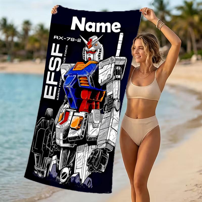 Customizable personalized beach towels Mobile Suit Gundam themed designs.Suitable for the beach, yoga, sports;ideal as beach accessories