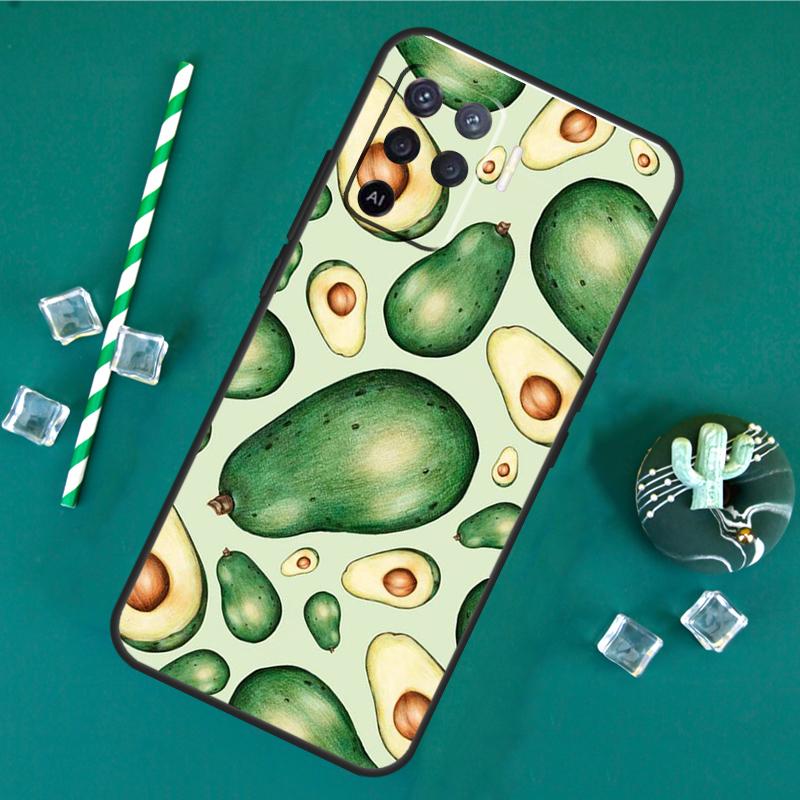 Avocado Collage Case For Oppo A60 A40 A80 A16 A76 A96 A18 A38 A58 A78 A98 A91 A15 A17 A74 A94 A54 A57S Cover