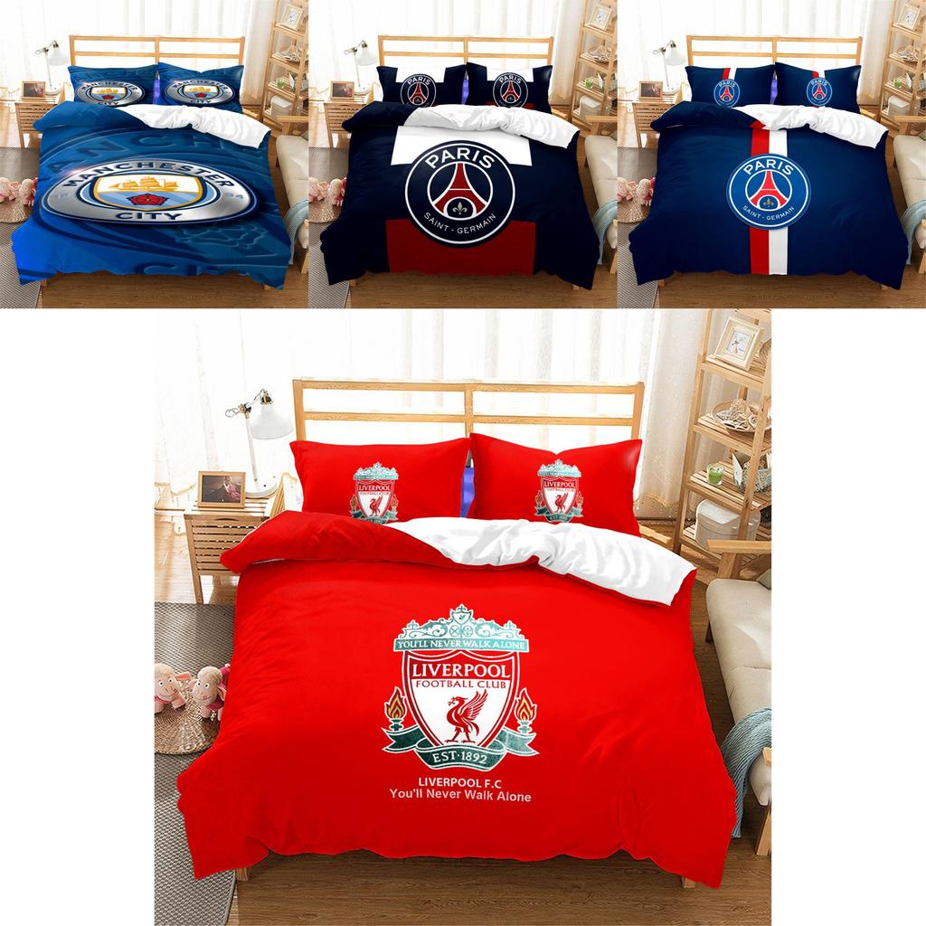 Логотип футбольной команды Двуспальный 3-предметный постельный комплект - удобный, грязеотталкивающий домашний текстиль