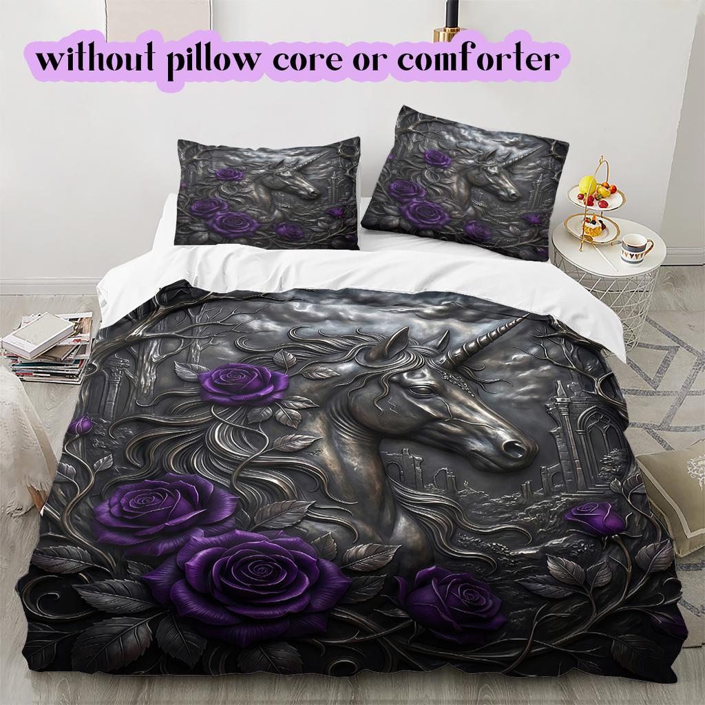 Mythical Characters Pattern Bedding Quilt Set Quilt Cover Pillowcase Home Decoration Birthday Gift (1 * duvet cover + 2 * pillowcase, without core)