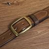 Мужской ретро кожаный ремень с пряжкой-штифтом из натуральной кожи и из коровьей кожи высшего слоя, модный корейский стиль, медная пряжка, брючный ремень