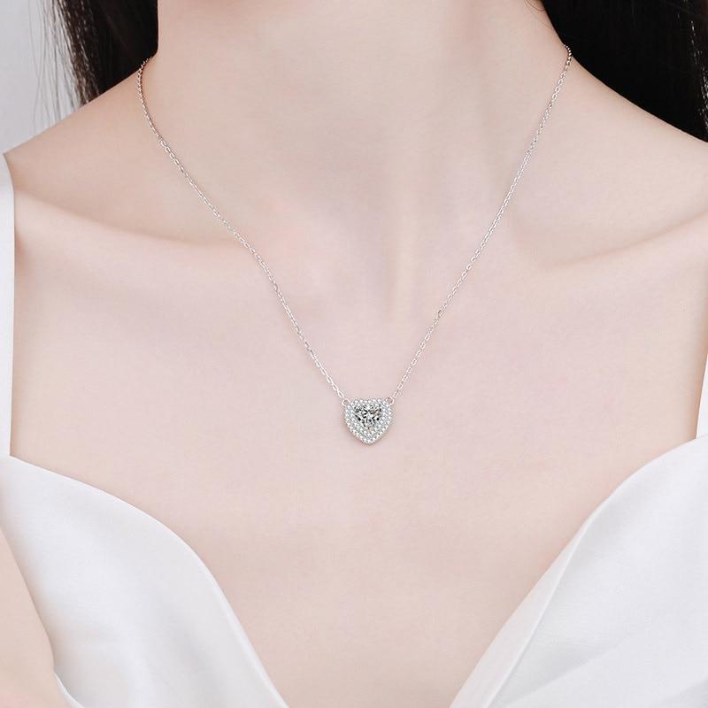 Bague Ringen Настоящее 1CT сердце кулон из муассанита ожерелье для женщин 100% стерлингового серебра 925 пробы сверкающее свадебное вечерние ювелирные изделия