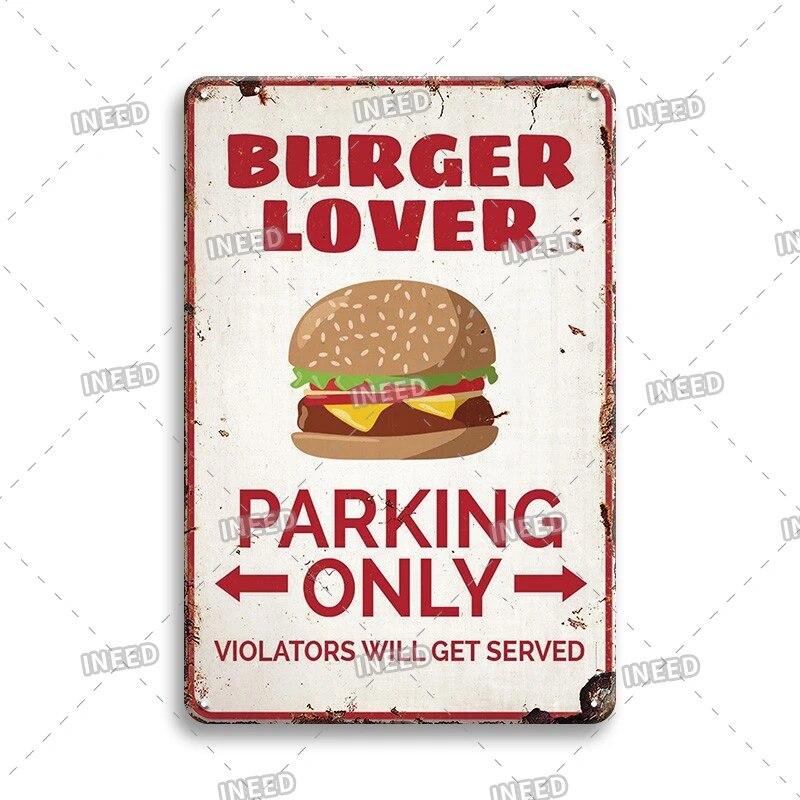 Mfoever Burger Sign Best In Town Beef BBQ Vintage Decor Hotdogs Kitchen Decorations Wall Plaque Retro Decor Vintage Food Sign
