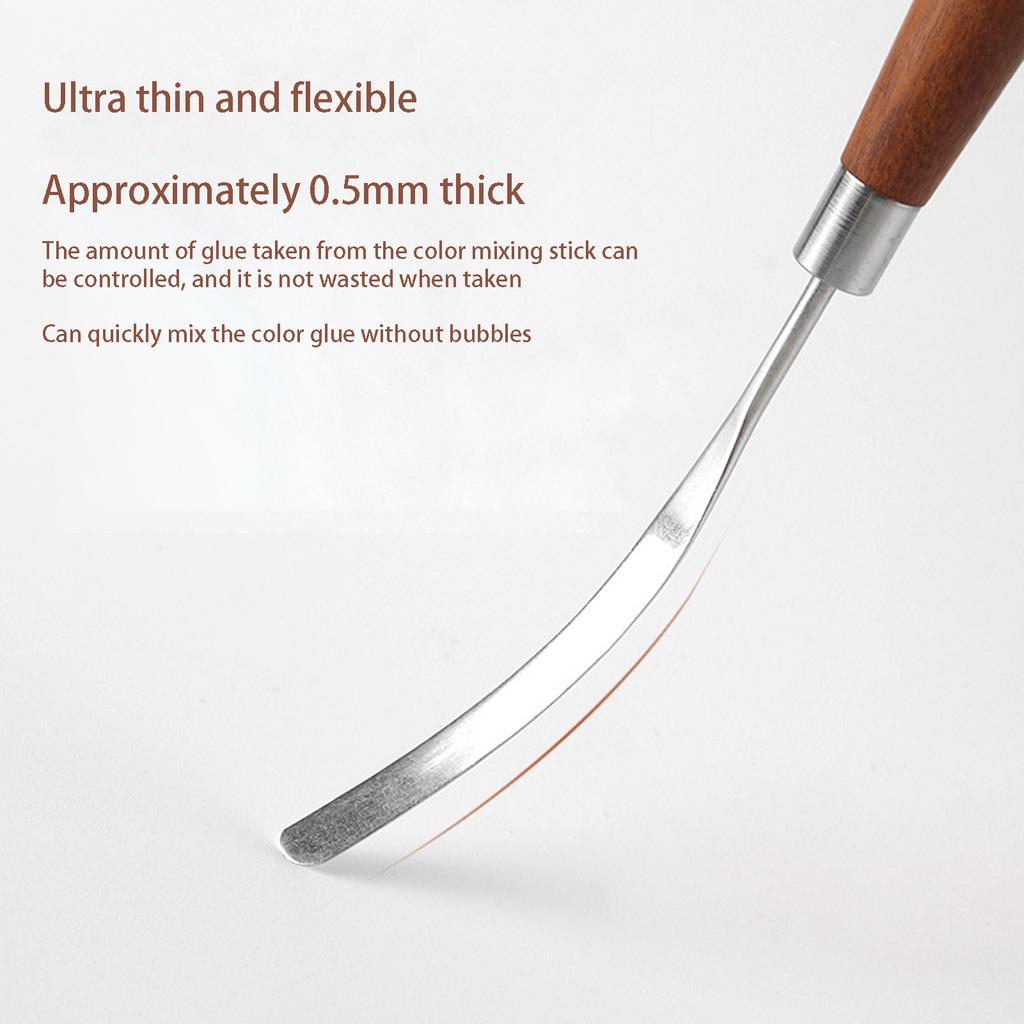 Make-up Nail Art Mixing Spatula Ergonomic Wood Handle Portable Reusable Stick for Salon Home Nail Art DIY