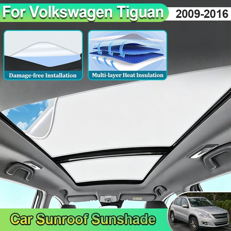 Sunshades For Volkswagen VW Tiguan Accesories 5N MK1 2009~2016 Electrostatic Adsorption Anti UV Roof Skylight Curtain Interior