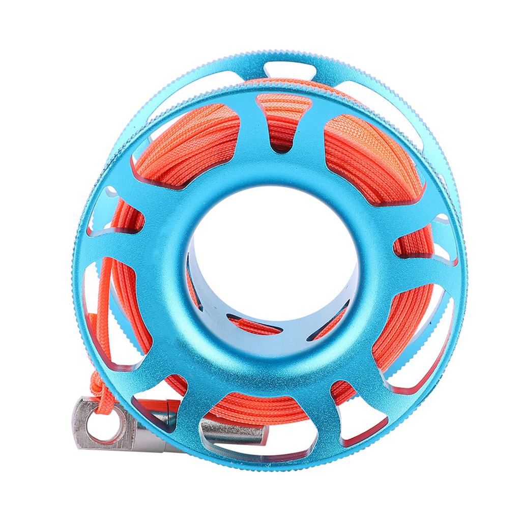 KEEP DIVING Aviation Aluminum Finger Reel Clip Scuba Diving Tech Spool 15m Line(Blue)