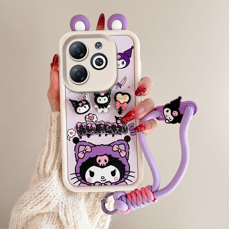 KEYSION Милый чехол с 3D-мультяшным изображением уха для TECNO Spark Go 2024 20 20C с браслетом, силиконовый противоударный чехол для телефона Tecno Pop 8