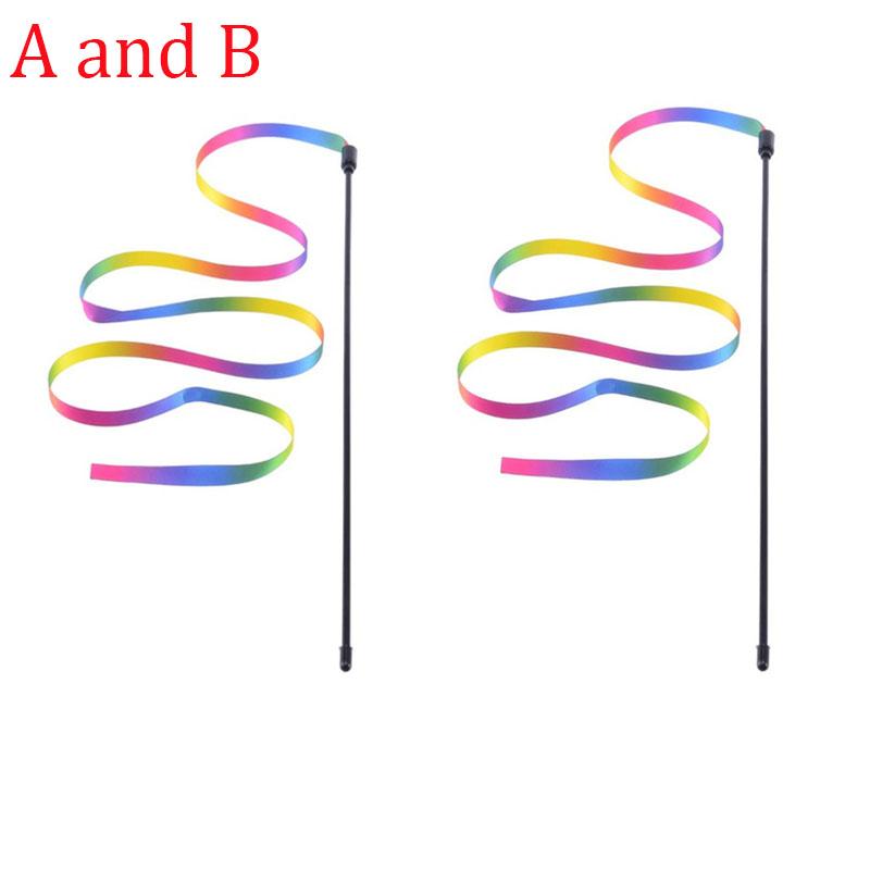 1 шт. игрушки для кошек милые забавные радужные полоски палочка для дразнилки для кошек игрушки для кошек интерактивные игрушки товары для кошек товары для животных