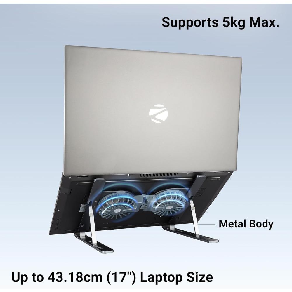 Laptop Cooling Pad with Dual 125mm Fans 1000 RPM Tablet Stand 5 Height Levels Laptops Tablet Holder USB POWERED.