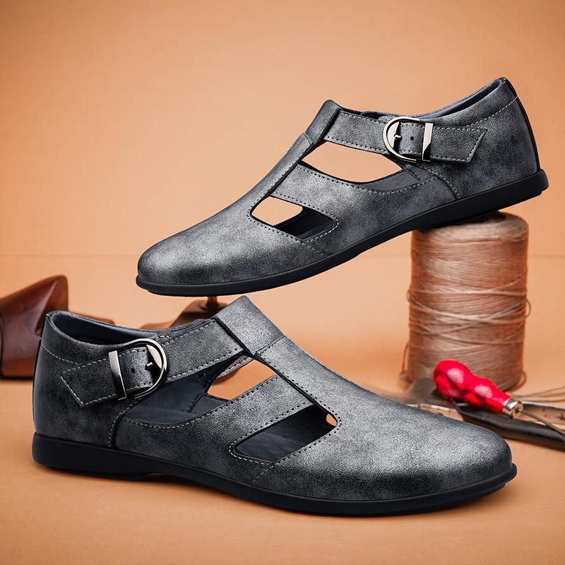 Outdoor Classic Summer Shoes Genuine Leather Men's Sandals New Fashion Handmade Casual Shoes Leisure Walk Male Hollow Out Flats