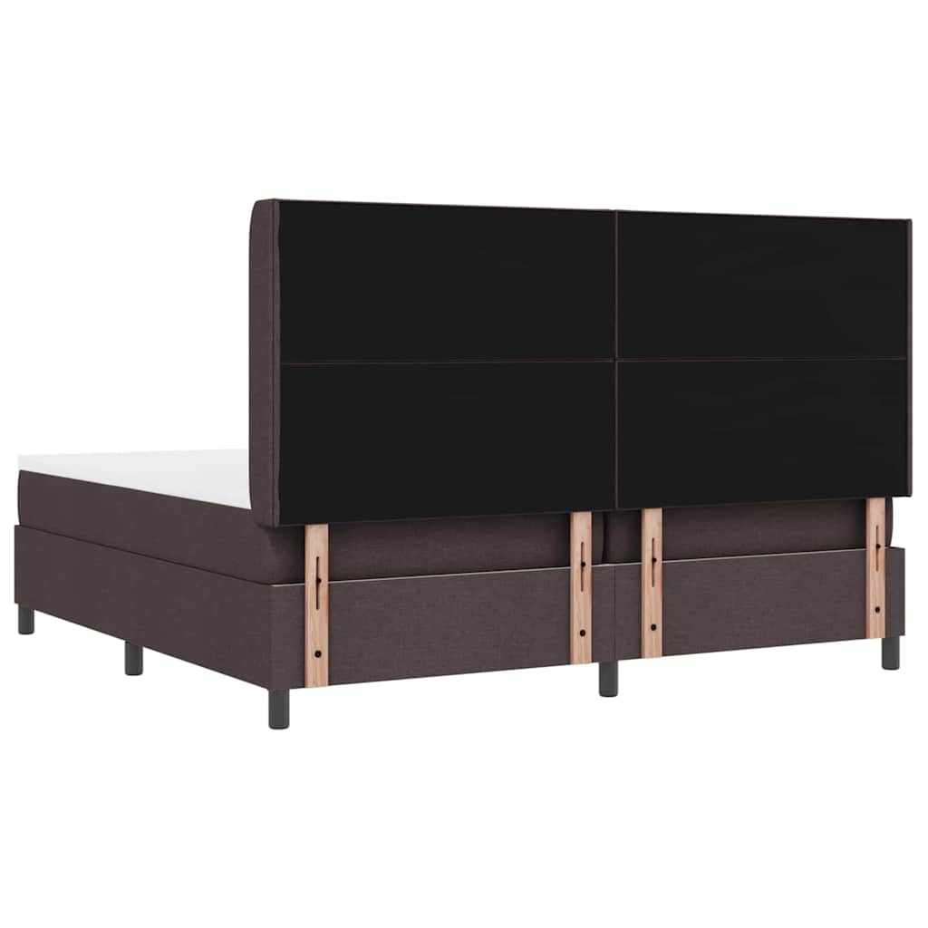 Box Spring Bed with Mattress Dark Brown 200 x 200 cm Fabric