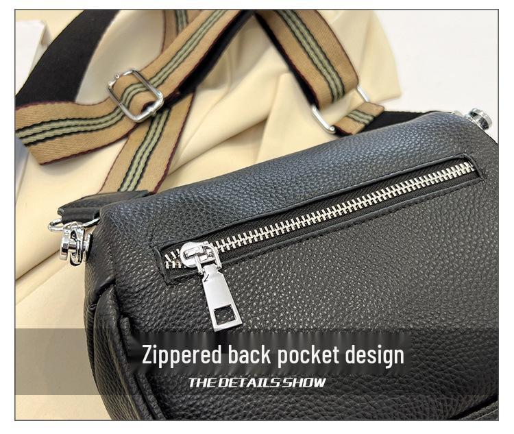 Женская сумка-седло кроссбоди из натуральной кожи, стиль 2025, двойная молния, верхний слой коровьей кожи, маленькая сумка на плечо.
