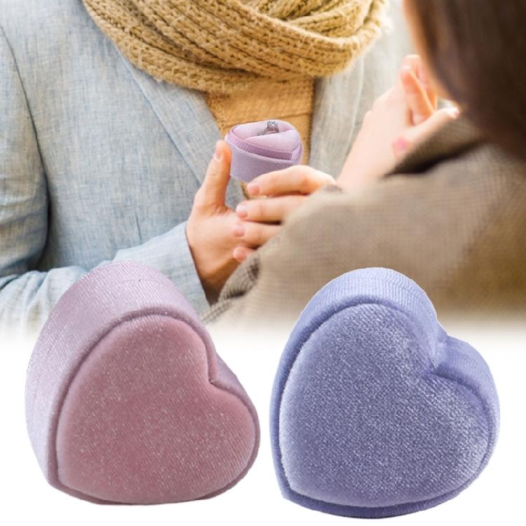 Нежная плюшевая коробочка для колец в форме сердца, футляр для колец с дизайном сердца, мягкая подкладка, подарочная коробка для ювелирных изделий для влюбленных