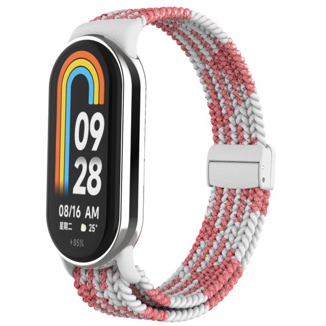 Плетеный ремешок для Xiaomi Mi Band 8, эластичная нейлоновая петля Solo, регулируемый ремешок для часов, браслет с магнитной пряжкой для Miband 8, NFC