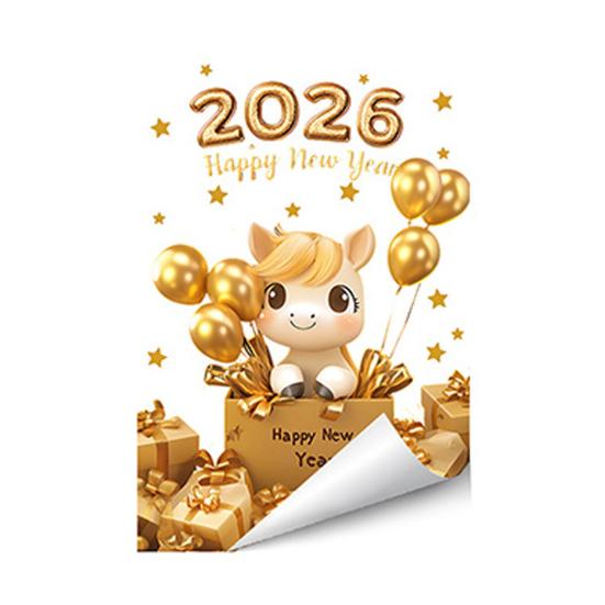 1/2 листа Наклейка на окно к Новому 2026 году Съемная Водонепроницаемая Статическая Наклейка на стекло С Новым годом Праздничное Фестивальное Украшение Декаль