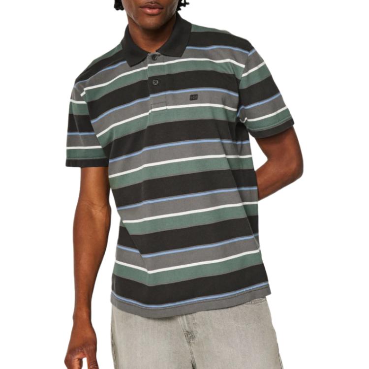 Hollister Polo Shirts Men's Black Stripes Moderate Straight Fit 324-611-00166-904