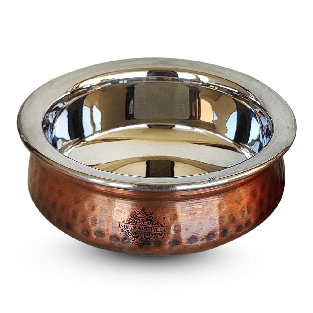 Сталь Медь Сервировочная Антикварный Темный Тон Миска Ханди, Сервировочная посуда и Столовая посуда, Дом Ресторан, Объем-1350 мл, Упаковка из 1 шт.