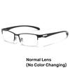 Business Metal Half Frame Photochromic Reading Glasses Anti-blue Light Far Sight Glasses Men High-definition Presbyopia Glasses