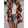 HNXC Women's Vintage Casual Plaid Print Autumn Winter Long Sleeve POLO Neck Jackets & Coats