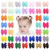 40PCS/Lot 2.2 Inch Solid Hair Bows Hair Clips For Kids Girls Grosgrain Ribbon Handmade Barrettes Headwear Hair Accessories