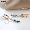 SIMJOO Rose Gold Colorful Zircon Long Ear Stud High Grade Jewelry