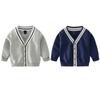 Детский вязаный кардиган на пуговицах для мальчиков, детский свитер, кардиган