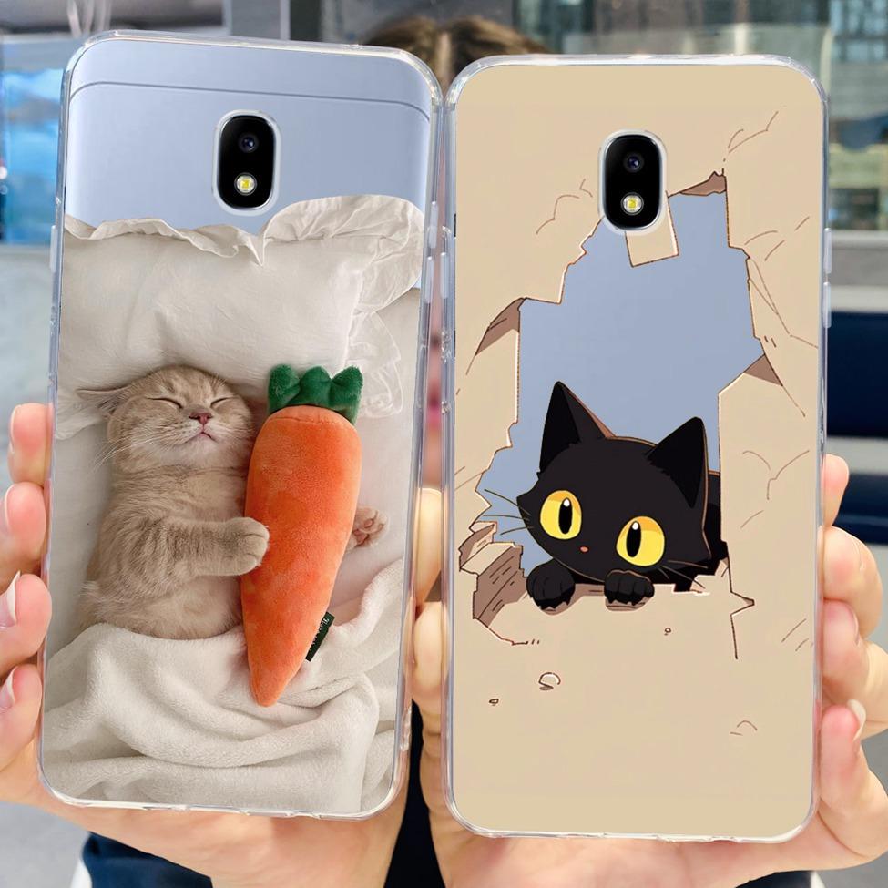 Чехол для Samsung J3 J5 J7 2017 Чехол Милый Мультяшный Кот Модные Цветы Задняя Крышка Для Samsung Galaxy J7 2017 Чехол для Телефона