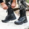 Fashion Leather Mens Waterproof Tactical Boots Black Wearable Black Leather Boots