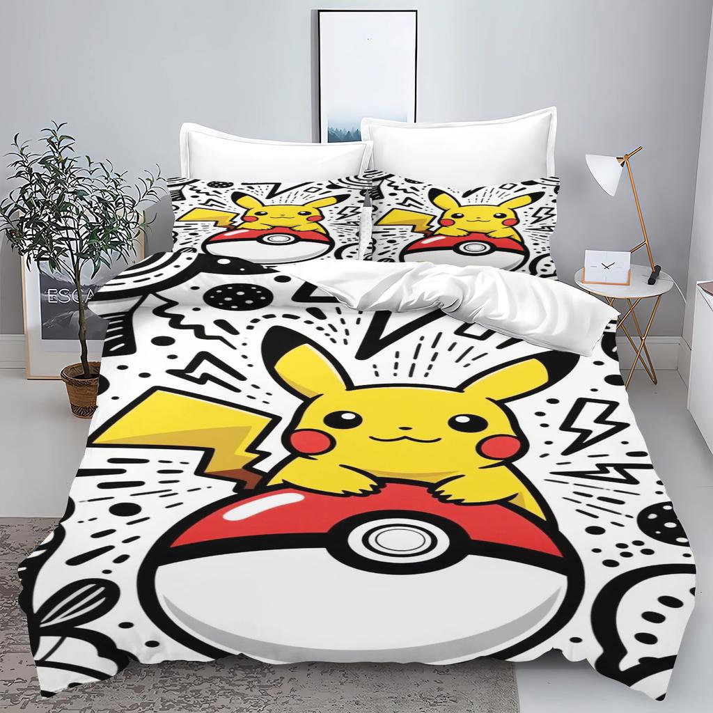 Comforter Pokémon Tuya Anime Home Bedroom Comforte Nordic Polyester Material Suitable For Children And Adults 3-Piece Set