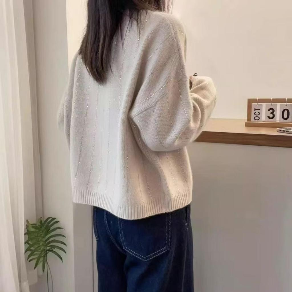 Свитер с круглым вырезом, свободный пуловер с длинными рукавами для женщин, однотонный трикотаж для осени и зимы, утолщенный базовый слой, повседневный вязаный свитер-топ