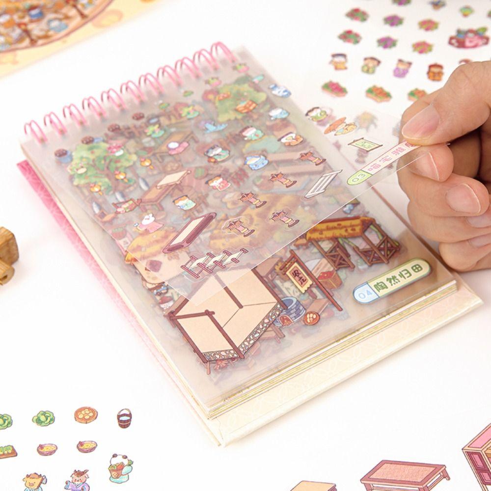 Chinese Style 3D Landscape Sticker PET Miniature Scene Collage Gift