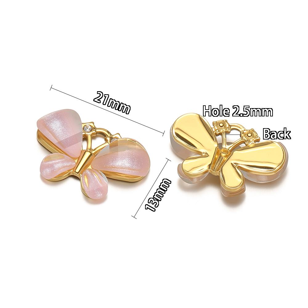 3pcs Stainless Steel Butterfly Charms Zircon Shell Pendant Children Kids Bracelet Necklace Findings DIY Jewelry Earrings Making