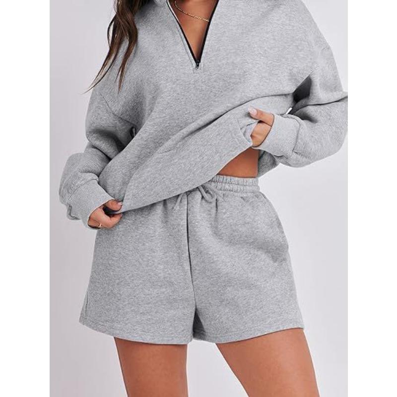 Женский однотонный свитер с вставными карманами на весну и осень, повседневный комплект из двух предметов