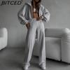 BITCED Повседневный кардиган в американском стиле на осень/зиму. Спортивный женский костюм-двойка: куртка с длинным рукавом и брюки в стиле уличной моды.