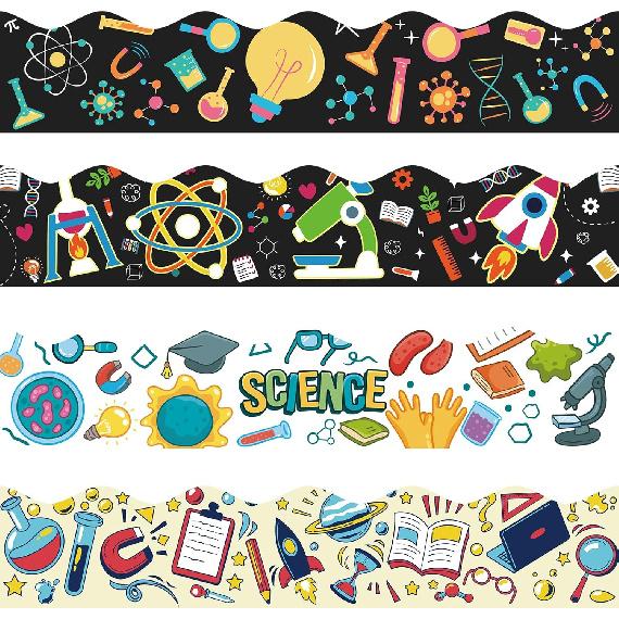 120ft Bulletin Board Borders Decorations Outer Space Classroom Decor Galaxy Star Planet Astronaut Scalloped Border Trim for Teacher School Office