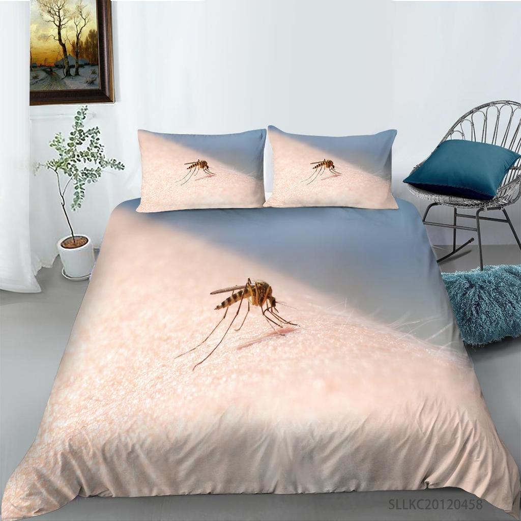 Women Home Bed Set Creative Mosquito Painting Duvet Cover Set Highend Bedding Cover Suit Pillowcase Stylish Bedding Cover
