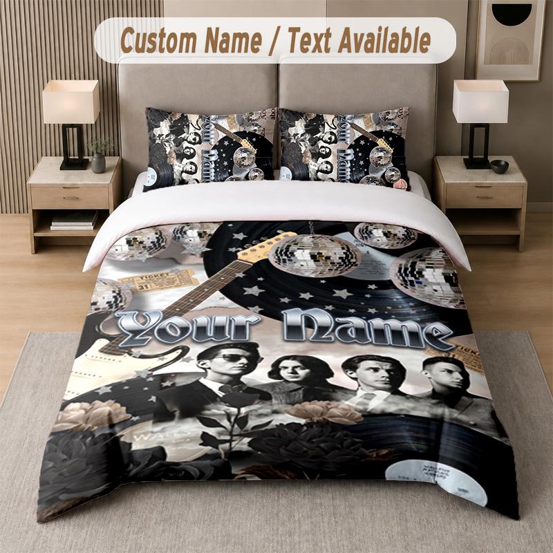 Arctic Monkeys 3Pcs Bedding Set, Personalized Custom Name Text, 1 Duvet Cover & 2 Pillowcases For Bedroom