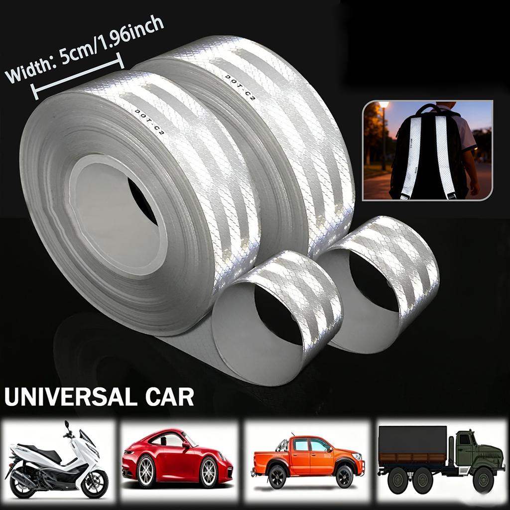 White Reflective Tape DOT-C2 Safety Warning Sticky Road Conspicuous Sticker Waterproof Reflective Strip For Truck Van