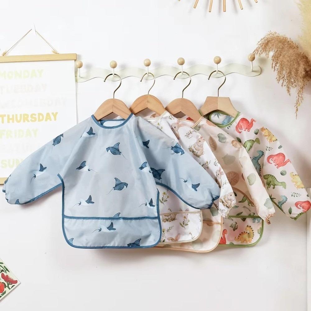 Easy To Clean Feeding Apron Colorful Cartoon Printing Full Body Cover Bibs  Self Feeding